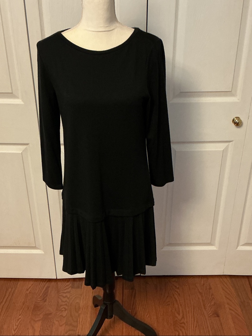 LOFT Black Long-Sleeve Tiered Dress